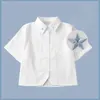Japoński mundur szkolny dla dziewcząt Krótkie rękawie Biała koszulka dr Jk Sailor Suits Tops Star Hafdery Cute Work Mundurs W6CJ#