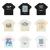 Luxuriöses Herren-T-Shirt von Rhude, Designer-Damen, Mann, Marke, Designs, Streetwear, Schwarz, O-Ausschnitt, Weiß, Creme, Strandurlaub, trendiges T-Shirt-Outfit, Rhud-T-Shirts, Grafik-T-Shirts für Männer