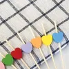 Disposable Flatware 200 Pack Cupcake Fruit Fork Cake Sticks Dessert Cocktails Toothpick Heart Shaped Birthday Wedding Supplies Wood Material