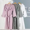 Towel Cotton Women Men Bath Robe Waffle Shower Sleepwear Nightgowns Male Female Bathrobe Long Woman Man Pajamas