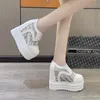 Casual Schoenen Lente Vrouwen Enkellaarsjes 2024 Mode Winter Dames Platform 10 Cm Hoge Wiggen Leer Vrouw Chunky Zwarte sneakers