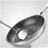 Sartenes Wok de acero inoxidable Antiadherente Panal de abeja Sartén para saltear de doble cara Utensilios de cocina antiadherentes Cocina Entrega de entrega Hogar Jardín Cocina Din Otzkw