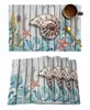 Tovagliette da tavolo Coral Conch Starfish Plank Texture Mat Wedding Holiday Party Dining Tovaglietta Accessori da cucina Tovagliolo