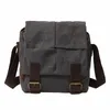 Холщовая винтажная сумка через плечо для камеры, винтажная холщовая кожаная военная сумка Menger U605 #