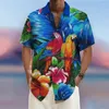 Herren-Freizeithemden, Hemd, Sommer, Hawaiianischer Papagei, Revers, Outdoor, Straße, Kurzarm, modisch, bequem, Streetwear, Designer, weicher Atem