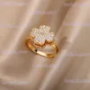 Band Rings Spinner Zircon Heart Four Leaf Clover Rings for Women Rostfritt stål Anti Stress Angst Fidget Ring Jewelry Christmas Gift T240330