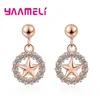 Dangle Earrings Classic Folk Style Sports Casual Double Color Charming Round With Geometric Five Pointed Star 925 Sterling Silver Ear Studs