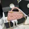 7A Quality With mirror Women Designer Bag Makeup Bag High Quality Sheepskin Diamond Lattice Handle Vanity Box Tote Bags Crossbody Shoulder Cosmetic