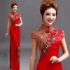 Año nuevo chino ropa de mujer novia cola de sirena LG DR rojo chegsam qipao boda talla grande mujer noche Drag Phoenix c1Lv #