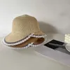 Breite Krempe Hüte Eimer Sommer Elegante Spitze Rand Stroh Reit Caps Outdoor Sonnenhut Mädchen Strand Panama Femme Schatten Kappe h240330