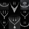 Värdebelt lab diamantsmycken Set Sterling Silver Wedding Halsbandörhängen för kvinnor Bridal Engagement Smyckesgåva K2V5#