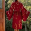 Thuis Kleding Sexy Robe Gown Zijde Satijn Bruiloft Bruid Bruidsmeisje Bloemen Badjas Kimono Night Bad Nachtjapon Dressing Voor Vrouwen