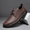 Zapatos casuales 2024 con cordones para hombre, zapatos cómodos para caminar, zapatos Oxford de cuero genuino para hombre, clásicos para boda