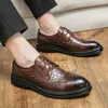 Casual skor varumärke män affärs snörning läder klänning promenad lätta andningsbara loafers pu svart