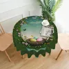 Table Cloth Easter With Tree And Nest In Shape Of An Egg Hole Tablecloths Living Room Decoration Fabric Round Tablecloth