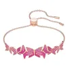 Pulseira High-end Romântica Colorida Borboleta Voadora Pulseira Cristal Das Boas Memórias Austríacas Rosa