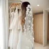 Voile de mariage élégant avec 3D Frs Voile de mariée 1 mètres court Veu Mariage Dres Accories avec Organza Fr Voile V52 j22H #
