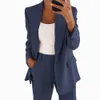 Costume veste femmes Blazer deux pièces ensemble tissu solide bureau dame vêtements manches longues pardessus automne hiver tempérament tenue 240329