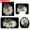 Rideaux de douche blanc papillon fleur rideau ensemble tapis de bain tapis couverture de toilette tapis antidérapant baignoire tournesol salle de bain décor