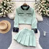 Sukienki robocze Oceanlove Koreańska moda słodka 2 -częściowe zestawy damskie strój wiosenny jesień prosta spódnica elegancka kontrast kolor ropa de mujer
