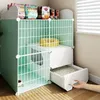 Cat Carriers Iron Mesh Cage Indoor House Villa Modern Pet Supplie Breathable Fence Toilet With Litter Box Integrated