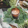 Decorative Flowers 2 Pcs Simulated Garland Ring Eucalyptus Christmas Wreath Rings For Pillars Pe (plastic) Mini Wreaths Candles