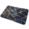 Bath Mats Navy Gold Stone Geometric Mat Non-slip Blue Toilet Quick Dry Kitchen Shower Room Floor Velvet Soft Bathroom Carpet