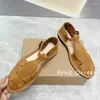 Sapatos casuais primavera verão retro tecido oco sandálias planas simples versátil romano feminino diário confortável deslocamento 2024