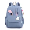 バッグブラックピンクの学校バックパック女の子のためのかわいいウサギの本バッグ防水軽量学校バッグ学生バックパックティーンバッグ