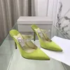 En kaliteli tasarımcı yüksek topuklu ayakkabılar pembe süet deri seksi kadınlar düğün parti sandaletleri ile kristal kayışları kutu