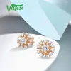 Orecchini a lobo VISTOSO in oro per le donne 14K 585 rosa scintillante diamante delicato fiore moda trendy gioielleria raffinata