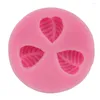 Baking Moulds Round Silicone 3 Hole Leaves Fondant Cake Mold Chocolate Cookies Pastry Soap Pudding Mould ZJ058