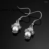 Dangle Earrings 925 Sterling Silver Pearl For Women Real Fine Jewelry Party Wedding Flower
