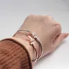 Marca original pulseira em T duplo de alta versão feminina galvanoplastia 18K ouro rosa branco fritillaria cheio de diamante aberto transmissão ao vivo com logotipo