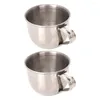 Wine Glasses 2 Pcs Stainless Steel Water Cup Beverage Espresso Ground Coffee Sake Glass Drinking Mug Baby Concentrated