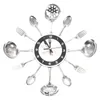 Horloges murales Horloge de cuisine Couverts Ustensile avec cuillères et fourchettes Montre Silencieuse Décorative pour la décoration