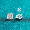 Stud Earrings Luxury Platinum For Women Fat Square 1/2ct Moissanite Diamond Pt950 Wedding Ear Fine Jewelry Gift