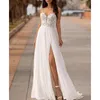 Party Dresses Spaghetti Strap Wedding Dress Vintage Sweetheart Backless Zipper Bridal Gown 2024 Simple Chiffon High Side Slit Vestido de