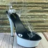 Dance Shoes White Platform Sexy Sandals Handmade Beauty Heels 17cm Stage Party