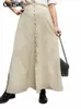 Gibsie Plus Size Solid Butt Frt Casual A-Line Spódnica Kobiety Fi Vintage High-Beisted Cott Cott Spirt LG Skirty Kobieta C8QK#
