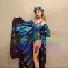 Club nocturno para adultos Cantante Femenina Sexy Alas de mariposa Mono Gogo Dancer Rave Outfit Jazz Dance Body n87K #