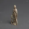 Decorative Figurines Collectable Chinese Brass Carved Kwan-yin Guan Yin Buddha Exquisite Small Statues Home Decoration Knickknacks
