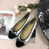 Parigi Scarpe di canale di lusso Ballerine nere Scarpe da donna Marche Trapuntate in vera pelle Slip Ballerina Punta rotonda Scarpe da donna Dr Chann O516 #