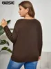 Gibsie Plus Size Tropfen Schulter Zopfmuster Pullover Frauen 2023 Herbst Winter Casual LG Ärmel V-Ausschnitt Pullover Jumper Tops 48Jb #