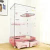 Porte-chats Cages en fer modernes maison nordique maison intérieure Villa animal de compagnie grand espace avec bac à litière de toilette fournitures intégrées