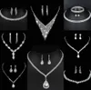 Valioso laboratório conjunto de jóias com diamantes prata esterlina casamento colar brincos para mulheres nupcial noivado jóias presente n85u #