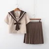 School Girl Uniforme Classe japonaise Marine Sailor Uniformes scolaires Vêtements pour filles Anime COS Sailor Navy Suit Brown R8im #