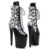 Dance Shoes 20CM/8inches PU Upper Modern Sexy Nightclub Pole High Heel Platform Women's Ankle Boots 489