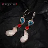 Boucles d'oreilles pendantes Fashioa plaqué or bleu gland femmes cadeau d'anniversaire plage bijoux nobles