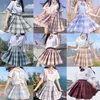 Chicas de verano de cintura alta falda a cuadros plisada escuela japonesa Jk uniforme Dres estudiante Cosplay Anime lindo sexy mini falda de una línea 04Jm #